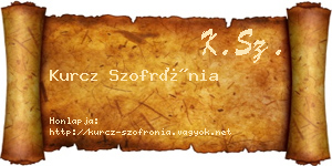 Kurcz Szofrónia névjegykártya